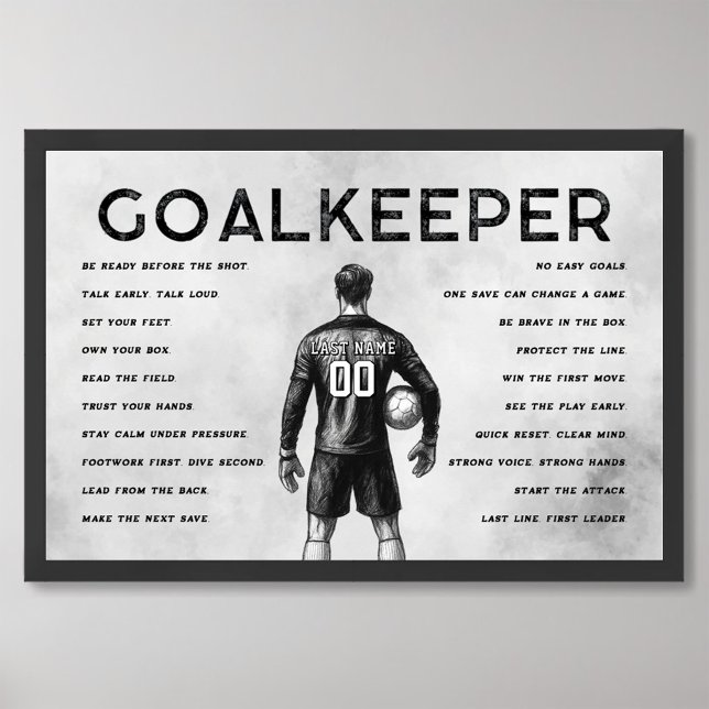 Målvakt Grå Fotboll Motivationsväggkonst Present Poster (Skapare uppladdad)