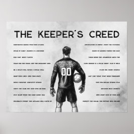 Målvaktskeeper Fotboll Monogram Grå Poster