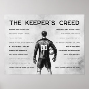 Målvaktskeeper Fotboll Monogram Grå Poster