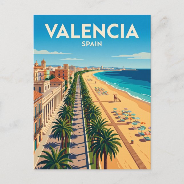 Malvarrosa-stranden Spanien Vykort (Framsida)