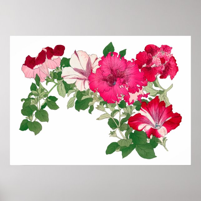 Malvaväxt blomma, vintage japansk konst poster (Framsidan)
