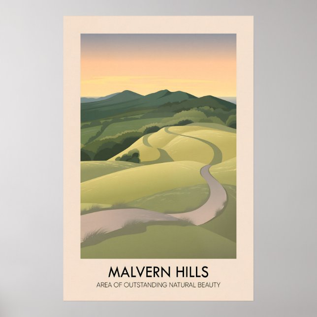 Malvern Hills AONB Resposter Poster (Framsidan)