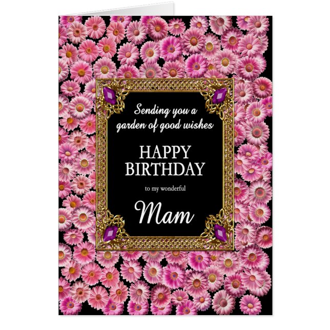 Mam Birthday Rosa Daisy Hälsningskort (Framsidan)