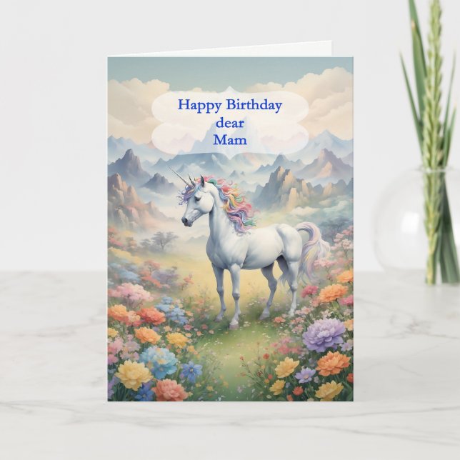 Mam Birthday Unicorn Kort (Framsida)
