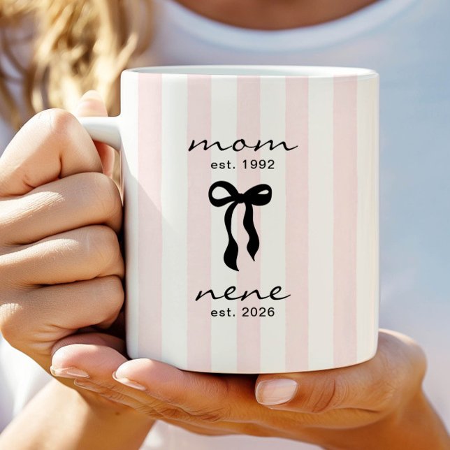 Mam till Nene Mug Rosa randig klänning Kaffemugg (Skapare uppladdad)