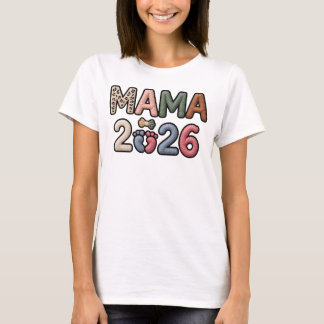 Mama 2026 New Mom Baby Reveal Knitted Puff Texture T Shirt