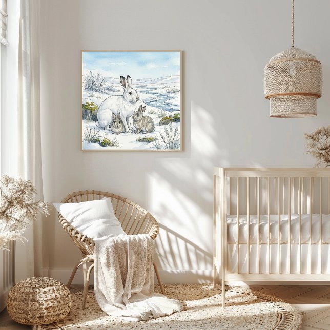 Mama Arctic Hare and Leverets Nursery Poster (Skapare uppladdad)