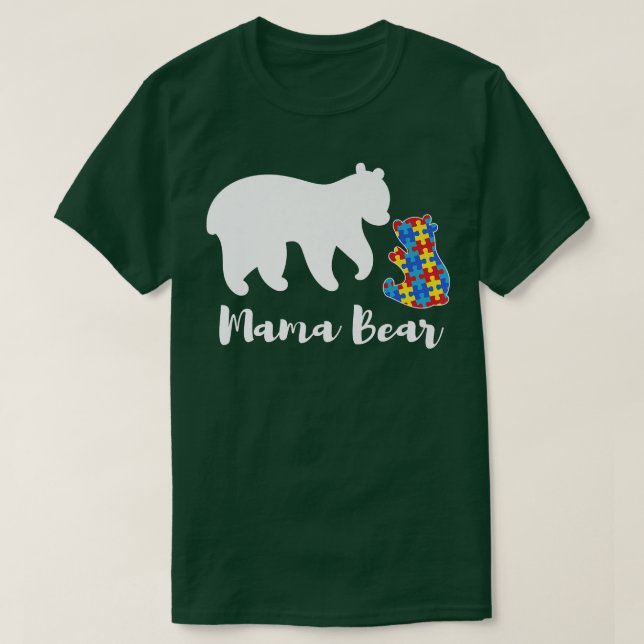 Mama Bear Autism Awareness Puzzle Piece Support Au T Shirt (Design framsida)