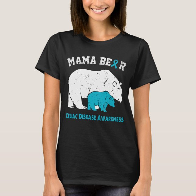 Mama Bear CÖLIAKI Medvetenhet T Shirt (Framsida)