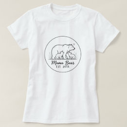 Mama Bear EST 2025 Circle Logo Line Art T Shirt