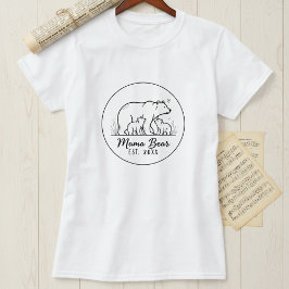 Mama Bear EST 2025 Circle Logo Line Art T Shirt