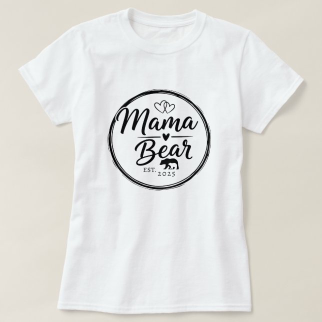 Mama Bear Est 20XX Wild Heart Line Art T Shirt (Design framsida)