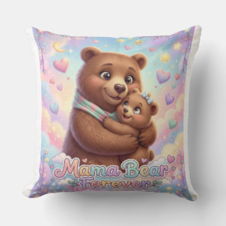 Mama Bear Forever Cute Cub Hug Pastel Rainbow Thro Kudde