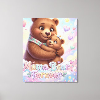 Mama Bear Forever Pastel Rainbow Nursery Wall Art  Canvastryck