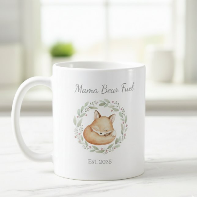 Mama Bear Fuel Watercolor Fox Mug Kaffemugg (Skapare uppladdad)