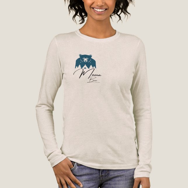 Mama Bear Långärmad T-Shirt - Rustik Natur Outd (Framsida)