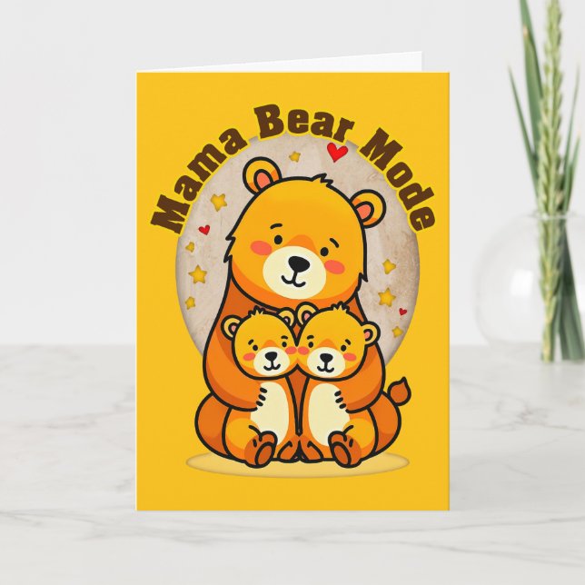 Mama Bear Mode – Cute Mother Bear Illustration Kort (Framsida)