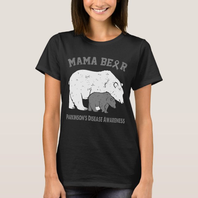 Mama Bear PARKINSONS SJUKDOM Medvetenhet T Shirt (Framsida)