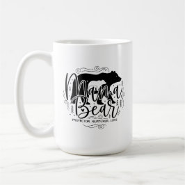 Mama Bear Protector Black & White Script Mama Bear Kaffemugg
