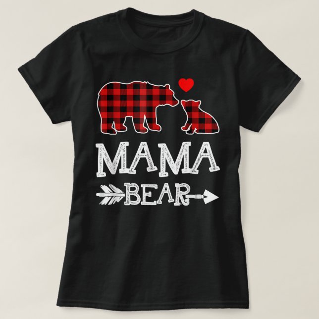 Mama Bear Shirt, Red Buffalo Plaid Grandma Bear Pa T Shirt (Design framsida)