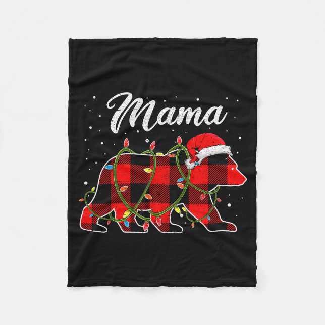 Mama Bear Shirt, Red Buffalo Plaid Mom Bear Pajama Fleecefilt (Framsidan)