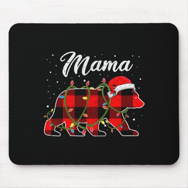 Mama Bear Shirt, Red Buffalo Plaid Mom Bear Pajama Musmatta (Framsidan)