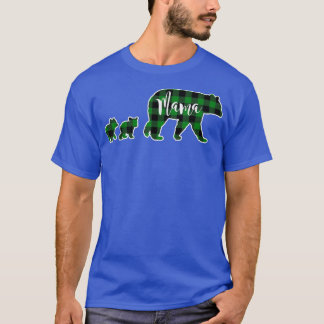 Mama Bear with Two 2 Cubs Black Green Buffalo Chec T Shirt