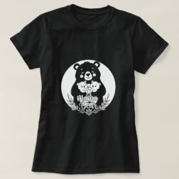 Mama Bear with Two Cubs Heart Line Art Design T Shirt