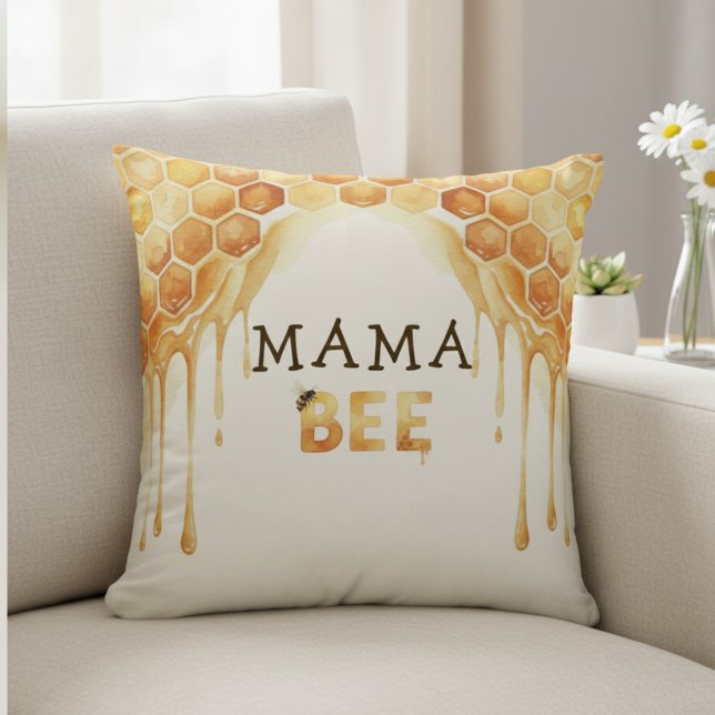 Mama Bee Bikakekaka Barnrumsfirande Kudde (Mama Bee Honeycomb Honey Drip Baby Shower Throw Pillow
)