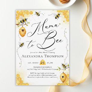 Mama Bee Sommar Akvarell Elegant Barnkalas Inbjudningar