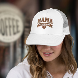 MAMA Behöver Kaffe Brun Vitt Hjärta Kaffebohnen Keps