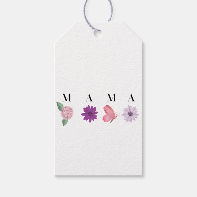 MAMA Blommig, Mors dag, Födelsedagspresent, Manuel Presentetikett (Framsidan)