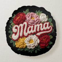 Mama Blommigt Broderad Kudd – “ilama” Vintage