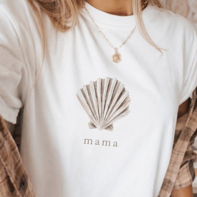 Mama Boho Beach Shell Baby Shower T Shirt (Skapare uppladdad)