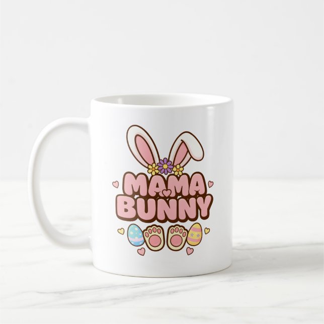Mama Bunny - Cute Floral Rabbit Illustration  Kaffemugg (Vänster)