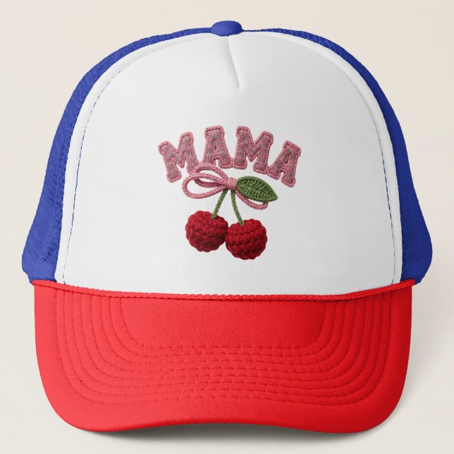 Mama Cherry Hat – Embroidered Style “Mama” Cap wit Keps (Framsida)