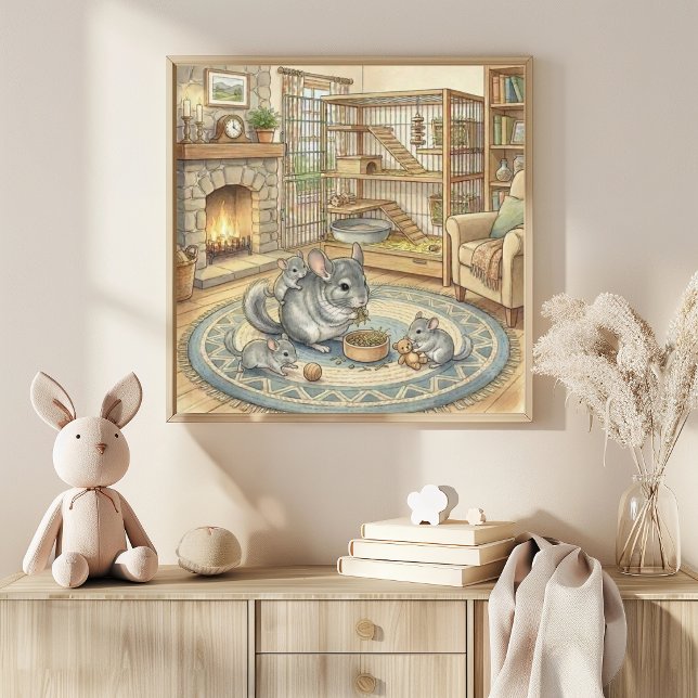 Mama Chinchilla och Bebisar Barnkammare Poster (Skapare uppladdad)