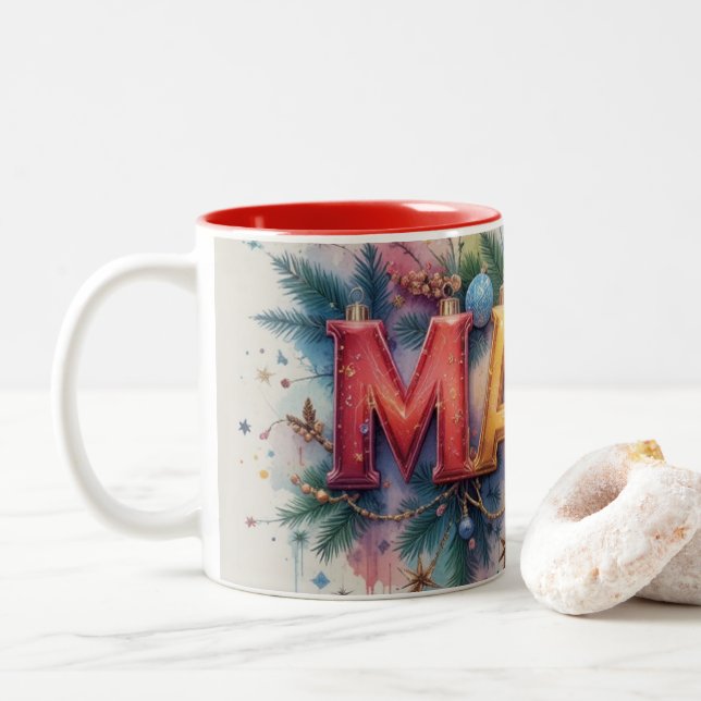 Mama Christmas Mug Två-Tonad Mugg (Med munk)