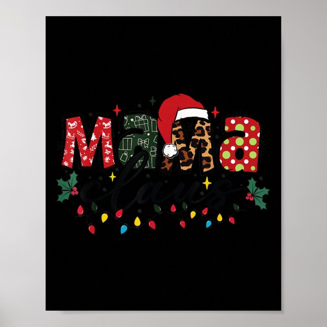 Mama Claus Christmas Pajama Santa Claus Family Mat Poster (Framsidan)