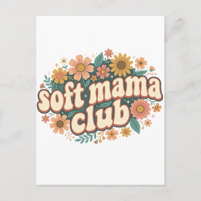 Mama Club Retro Blommig Mors Dag Vykort (Framsida)