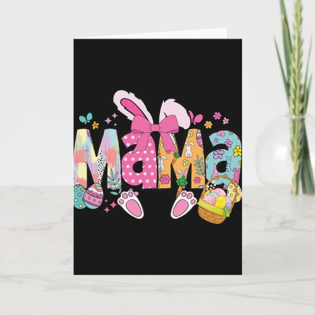 Mama Coquette Bow Kanin Påsk Rolig Mamma Mamma Gla Kort (Framsida)