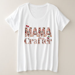 Mama Crafter Körsbärsdesign Typografi T Shirt