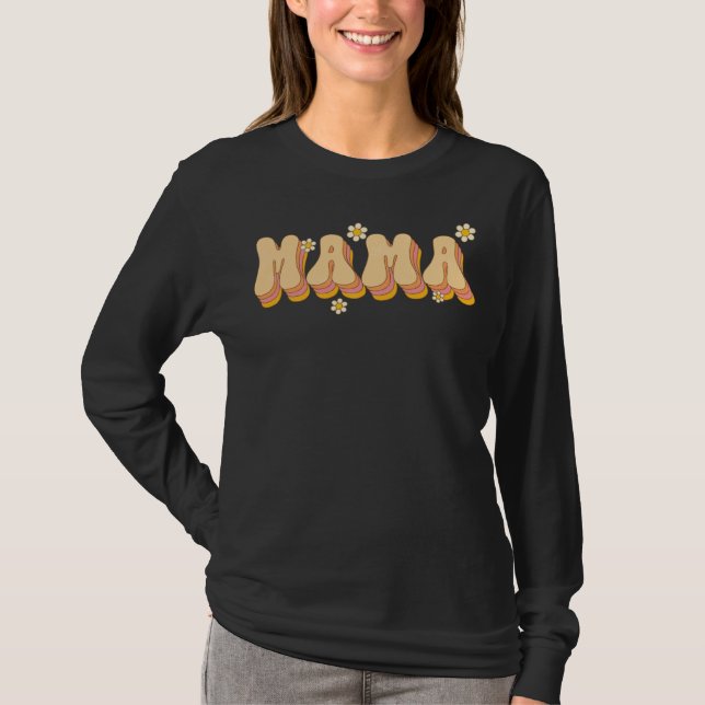 Mama Daisy Flowers Retro Groovy Style Gardeners Mo T Shirt (Framsida)