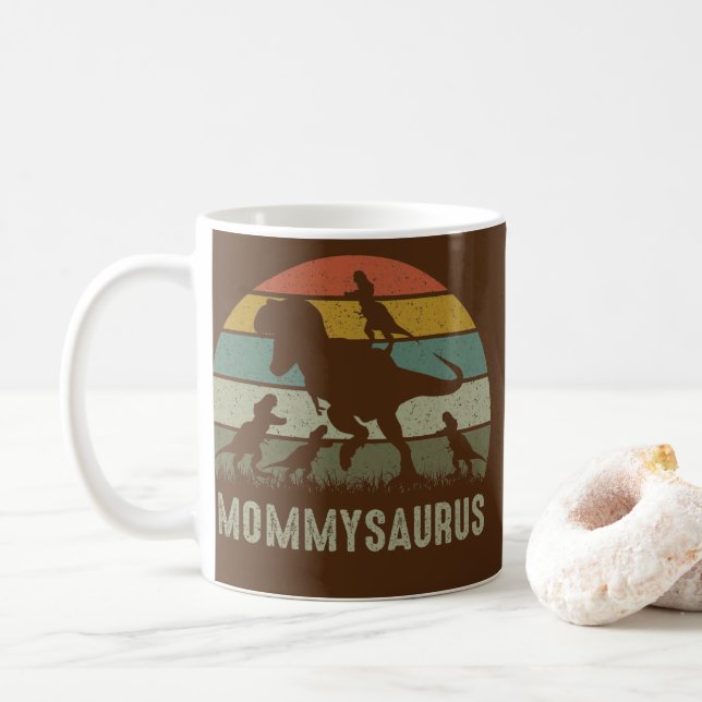 Mama Dinosaur T Rex Mommysaurus 4 kids Family Kaffemugg (Med munk)