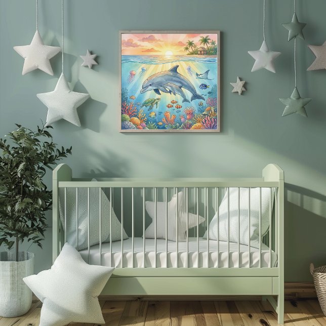 Mama Dolphin and Calf Nursery Poster (Skapare uppladdad)
