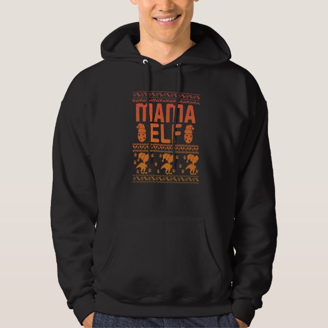 Mama Elf Christmas Family Ugly Xmas Christmas  4 Hoodie (Framsida)