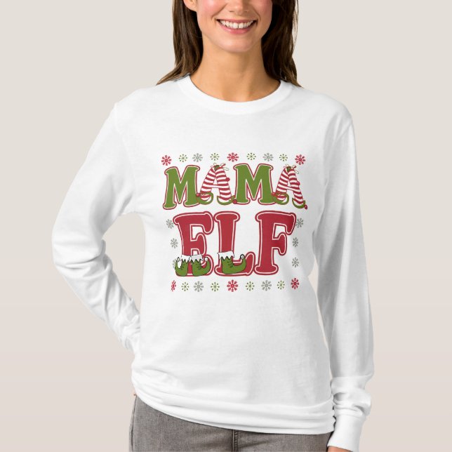 Mama Elf Jul T Shirt (Framsida)