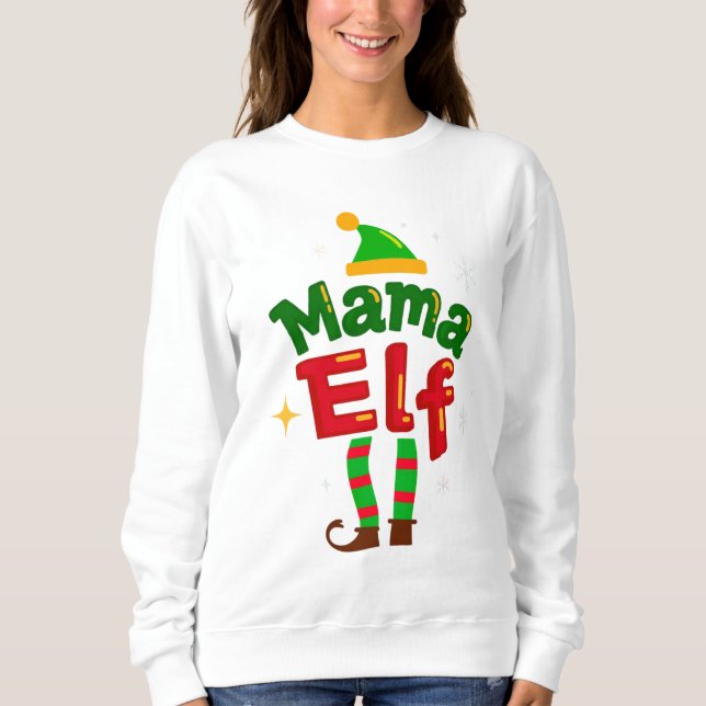 Mama Elf Matching Family Christmas Design T Shirt (Framsida)