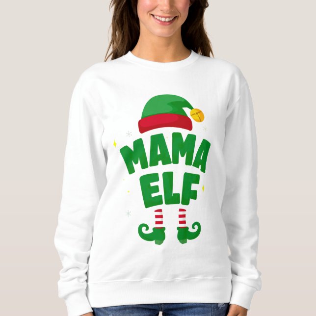 Mama Elf Matching Family Christmas Design T Shirt (Framsida)