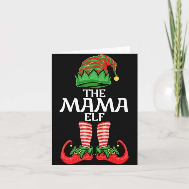 Mama Elf Mother Christmas Family Matching Group Pr Kort (Framsida)